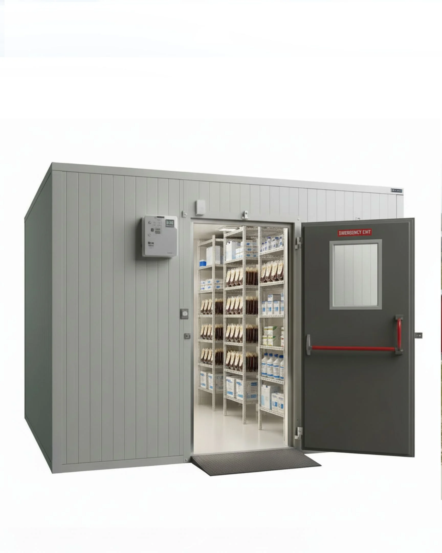 Insulated cold room interior with sandwich panels